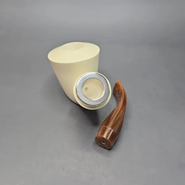 MBSD Meerschaum Silver Smooth Dublin Reverse Calabash Block Meerschaum Pipe, New - Image 14