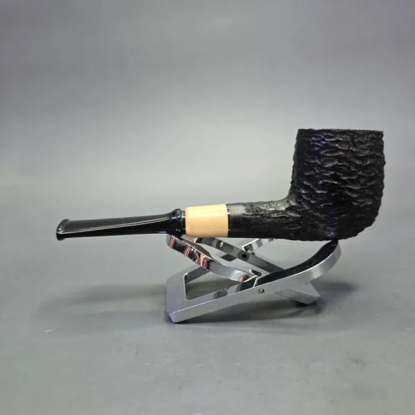 MBSD Briars by Piero Vitale Black Rusticated Billiard w/ Boxwood, Briar Pipe, New - Image 4
