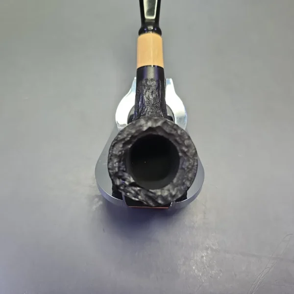 MBSD Briars by Piero Vitale Black Rusticated Billiard w/ Boxwood, Briar Pipe, New - Image 6
