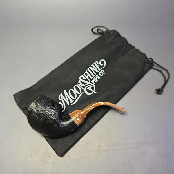Moonshine MS12L Wire Rusticated Long Stem Grapeshot w/ Coffee Stem Briar Pipe, New - Image 10