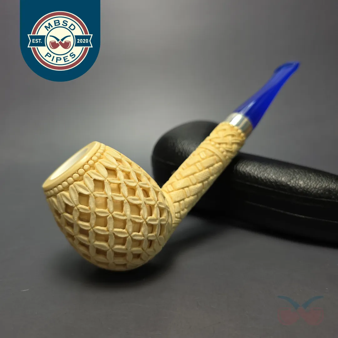 MBSD Meerschaum Silver XXL Lattice Brandy Block Meerschaum Pipe, New