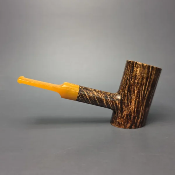 BriarWorks C71 Dark Smooth Poker w/ Yellow Stem Briar Pipe, New - Image 4
