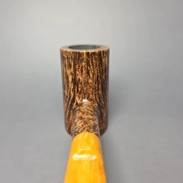 BriarWorks C71 Dark Smooth Poker w/ Yellow Stem Briar Pipe, New - Image 6