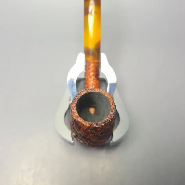 BriarWorks C13 Brown Sandblasted Bent Billiard w/ Tortoiseshell Stem Briar Pipe, New - Image 5