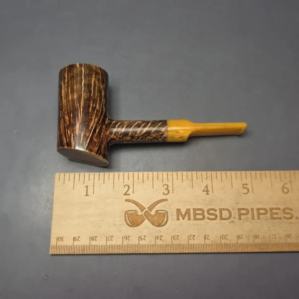 BriarWorks C71 Dark Smooth Poker w/ Yellow Stem Briar Pipe, New - Image 9