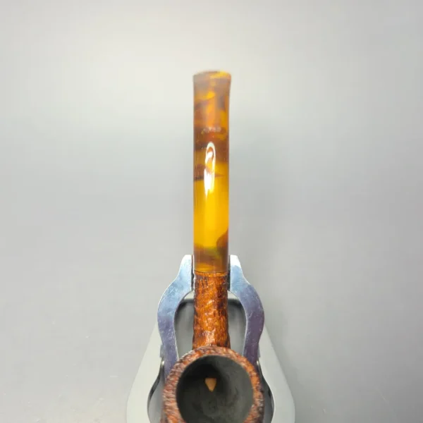 BriarWorks C13 Brown Sandblasted Bent Billiard w/ Tortoiseshell Stem Briar Pipe, New - Image 6