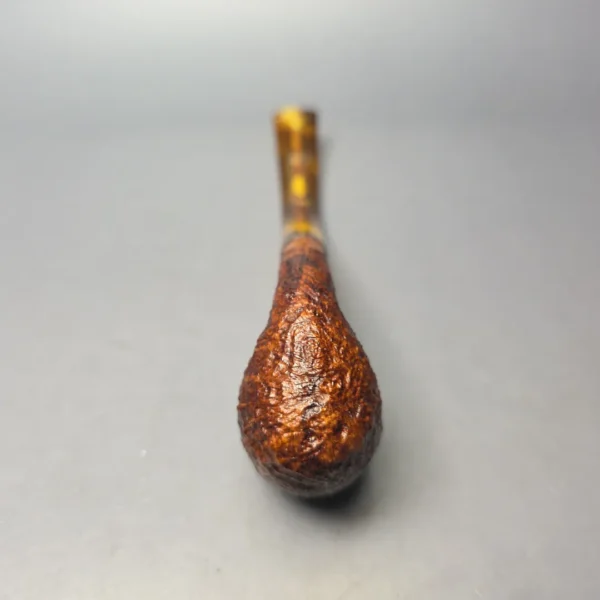 BriarWorks C13 Brown Sandblasted Bent Billiard w/ Tortoiseshell Stem Briar Pipe, New - Image 7