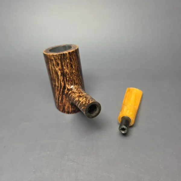 BriarWorks C71 Dark Smooth Poker w/ Yellow Stem Briar Pipe, New - Image 11