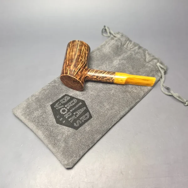 BriarWorks C71 Dark Smooth Poker w/ Yellow Stem Briar Pipe, New - Image 12