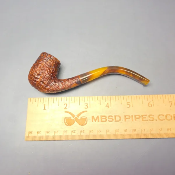 BriarWorks C13 Brown Sandblasted Bent Billiard w/ Tortoiseshell Stem Briar Pipe, New - Image 9