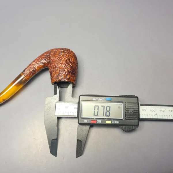 BriarWorks C13 Brown Sandblasted Bent Billiard w/ Tortoiseshell Stem Briar Pipe, New - Image 10