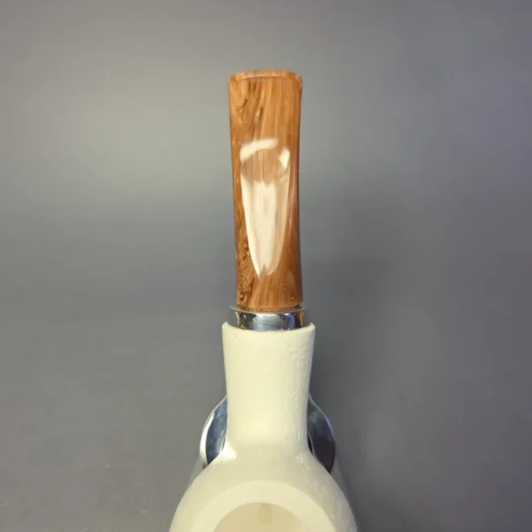 MBSD Meerschaum Silver Guilloche Egg Reverse Calabash Block Meerschaum Pipe, New - Image 7