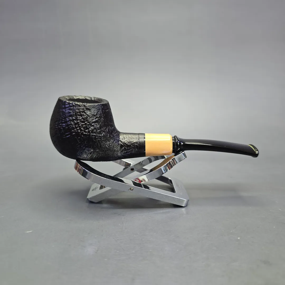 MBSD Briars by Piero Vitale Black Sandblasted Author w/ Boxwood, Briar Pipe, New - Image 2