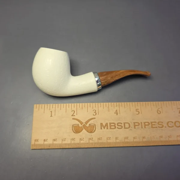 MBSD Meerschaum Silver Guilloche Egg Reverse Calabash Block Meerschaum Pipe, New - Image 9