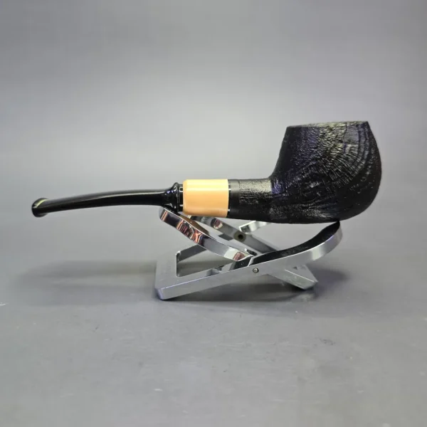 MBSD Briars by Piero Vitale Black Sandblasted Author w/ Boxwood, Briar Pipe, New - Image 4