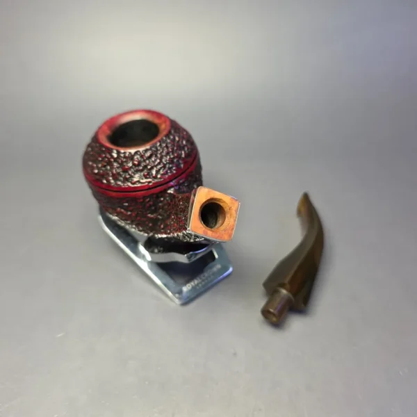 Rinaldo Lithos YY Silver Line 7 Titania Rusticated Bulldog w/ Silver Estate Briar Pipe, Italian Estates - Image 10