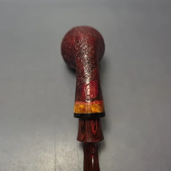 Papa Bear's Pipes by Tim Beaumont Sandblasted Egg w/ Amboyna Burl Handmade Briar Pipe, New, 9mm - Image 7