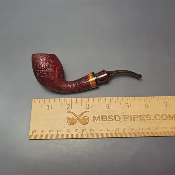 Papa Bear's Pipes by Tim Beaumont Sandblasted Egg w/ Amboyna Burl Handmade Briar Pipe, New, 9mm - Image 8