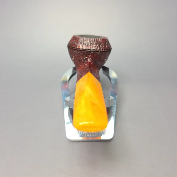 BriarWorks C53 Crimson Sandblasted Bulldog w/ Yellow Stem Briar Pipe, New - Image 5