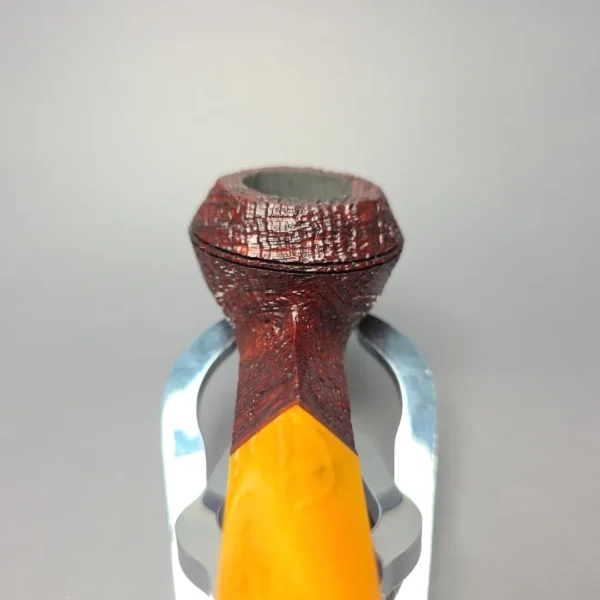 BriarWorks C53 Crimson Sandblasted Bulldog w/ Yellow Stem Briar Pipe, New - Image 6