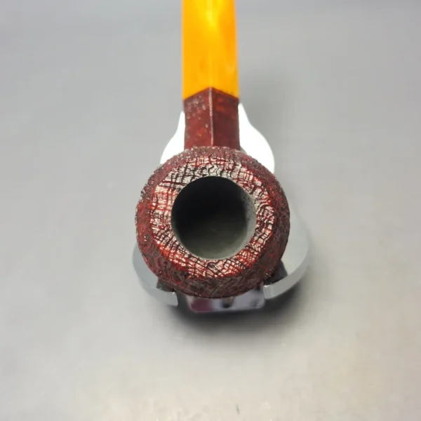 BriarWorks C53 Crimson Sandblasted Bulldog w/ Yellow Stem Briar Pipe, New - Image 7