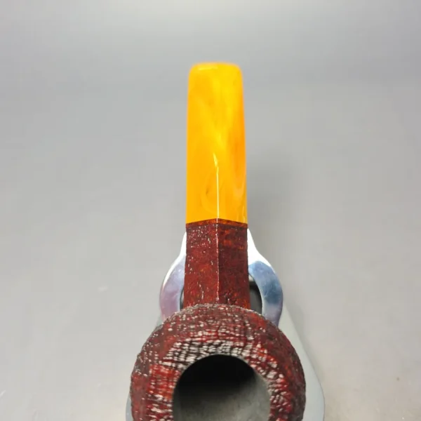 BriarWorks C53 Crimson Sandblasted Bulldog w/ Yellow Stem Briar Pipe, New - Image 8