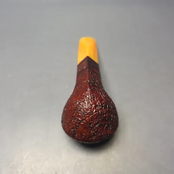 BriarWorks C53 Crimson Sandblasted Bulldog w/ Yellow Stem Briar Pipe, New - Image 9