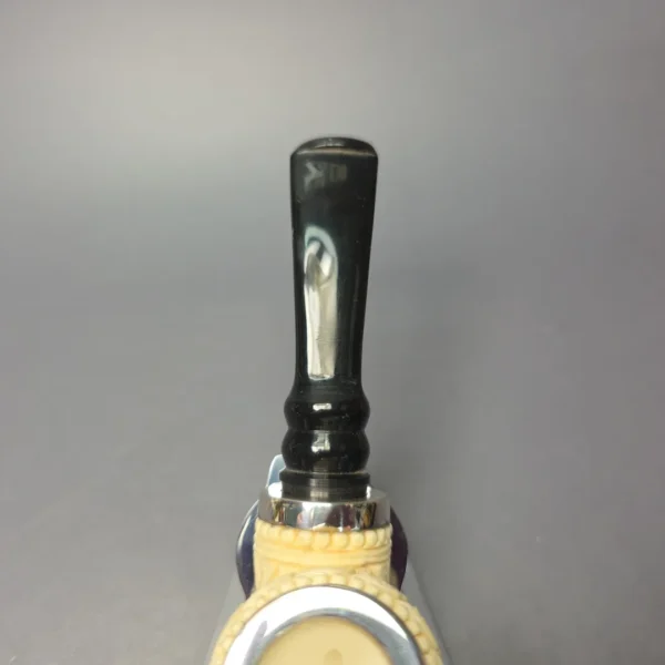 MBSD Meerschaum Double Silver Floral Egg Reverse Calabash Block Meerschaum Pipe, New - Image 7