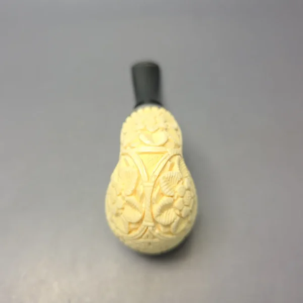 MBSD Meerschaum Double Silver Floral Egg Reverse Calabash Block Meerschaum Pipe, New - Image 8