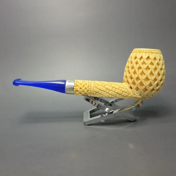 MBSD Meerschaum Silver XXL Lattice Brandy Block Meerschaum Pipe, New - Image 4