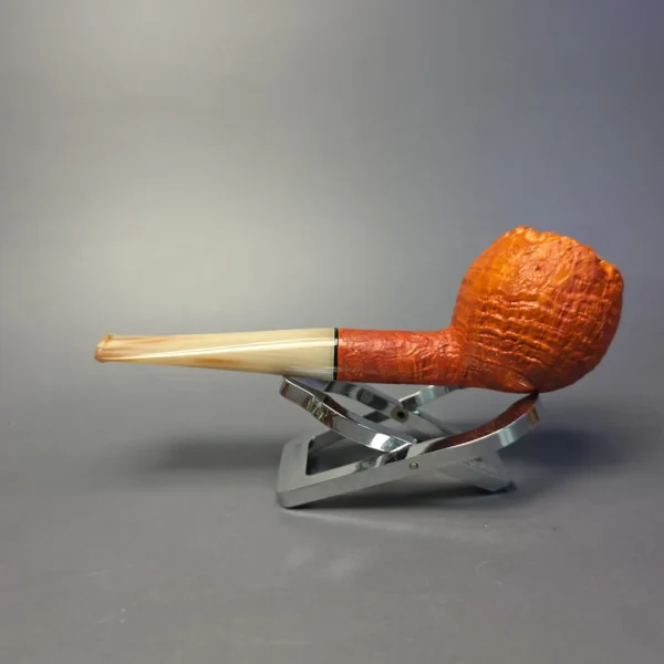 Sebastian Heck Sandblasted Devil Anse w/ Horn Handmade Briar Pipe, New - Image 5
