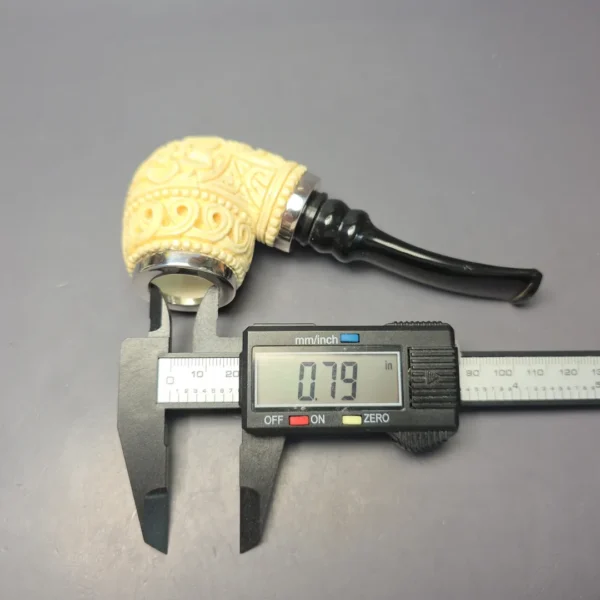 MBSD Meerschaum Double Silver Floral Egg Reverse Calabash Block Meerschaum Pipe, New - Image 10