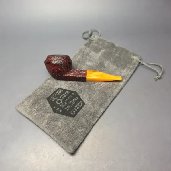 BriarWorks C53 Crimson Sandblasted Bulldog w/ Yellow Stem Briar Pipe, New - Image 14