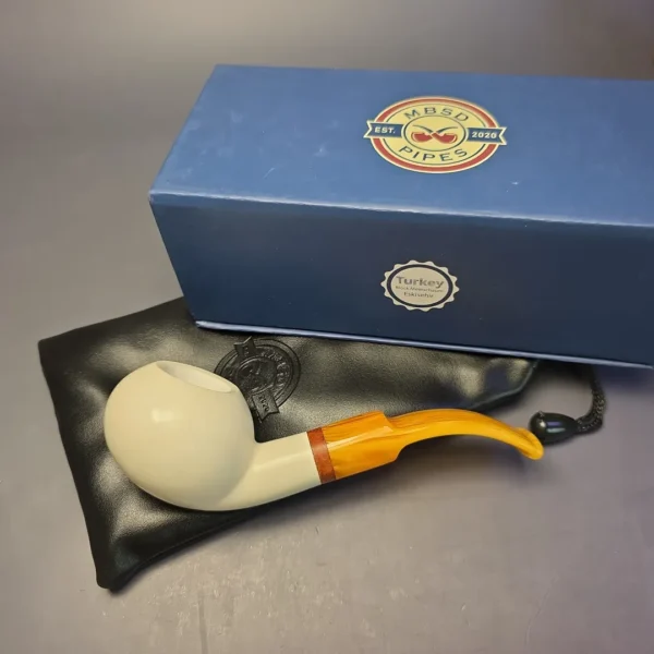 MBSD Meerschaum Deluxe Smooth Author Block Meerschaum Pipe, Briar-Mortise, New - Image 3