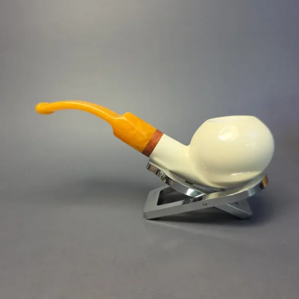 MBSD Meerschaum Deluxe Smooth Author Block Meerschaum Pipe, Briar-Mortise, New - Image 6