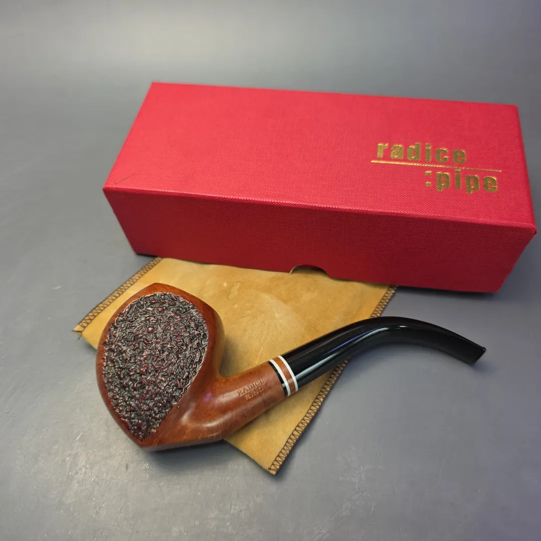 Radice Rind G O Partially Rusticated Paneled Acorn Estate Briar Pipe, Italian Estates - Image 2