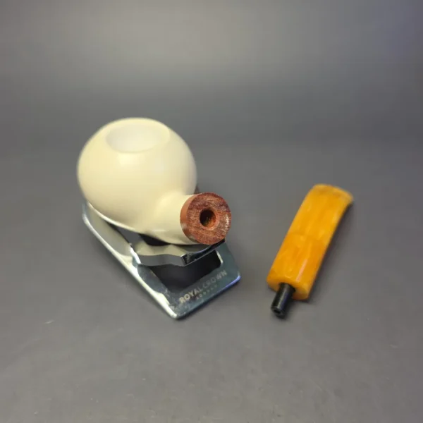 MBSD Meerschaum Deluxe Smooth Author Block Meerschaum Pipe, Briar-Mortise, New - Image 11