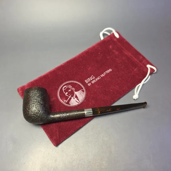 Bruno Nuttens Bing B1 Partially Sandblasted Billiard w/ Aluminum Briar Pipe, New - Image 12