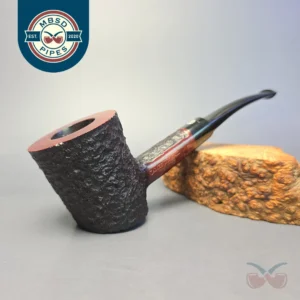 James Upshall Bark EXL Partially Rusticated Poker Sitter Estate Briar Pipe, Unsmoked