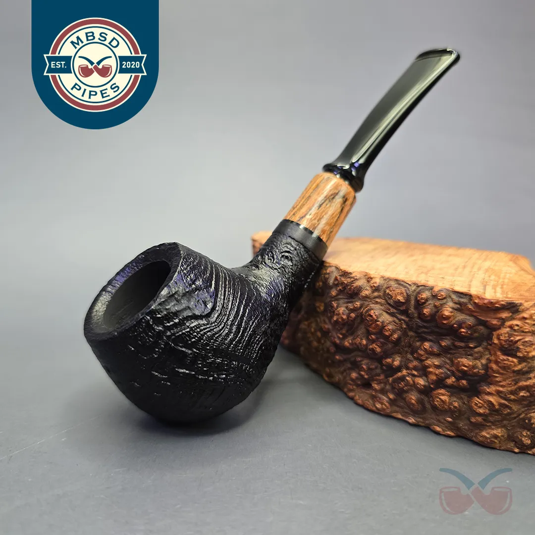 MBSD Briars by Piero Vitale Vintage Sandblasted Author w/ Olivewood, Briar Pipe, New