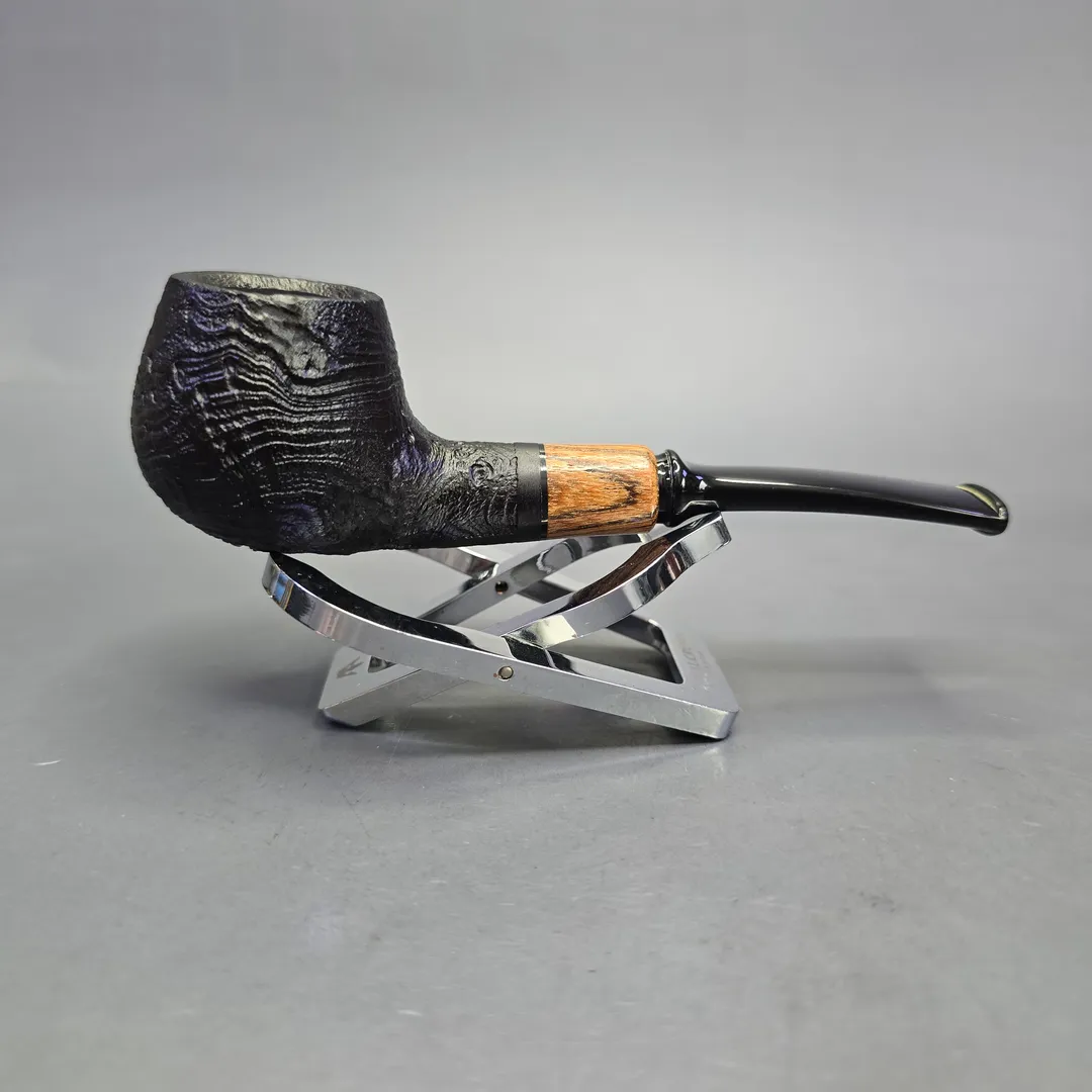 MBSD Briars by Piero Vitale Vintage Sandblasted Author w/ Olivewood, Briar Pipe, New - Image 2