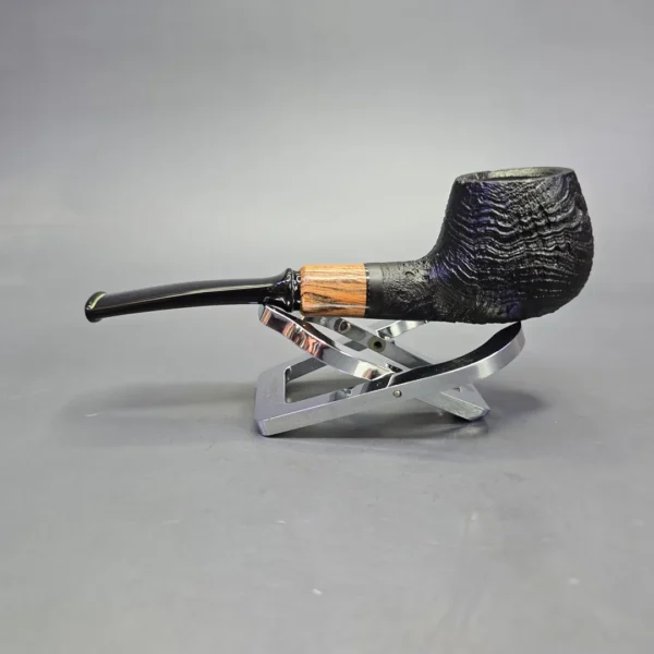 MBSD Briars by Piero Vitale Vintage Sandblasted Author w/ Olivewood, Briar Pipe, New - Image 4