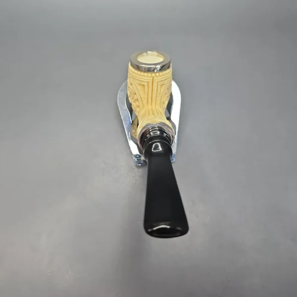 MBSD Meerschaum Silver Floral Billiard Reverse Calabash Block Meerschaum Pipe, New - Image 6