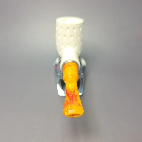 MBSD Meerschaum Silver Lattice Billiard Reverse Calabash Block Meerschaum Pipe, New - Image 6