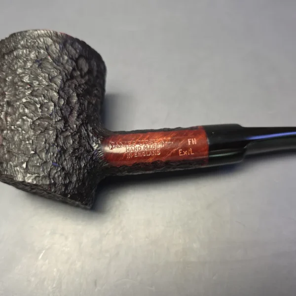 James Upshall Bark EXL Partially Rusticated Poker Sitter Estate Briar Pipe, Unsmoked - Image 7