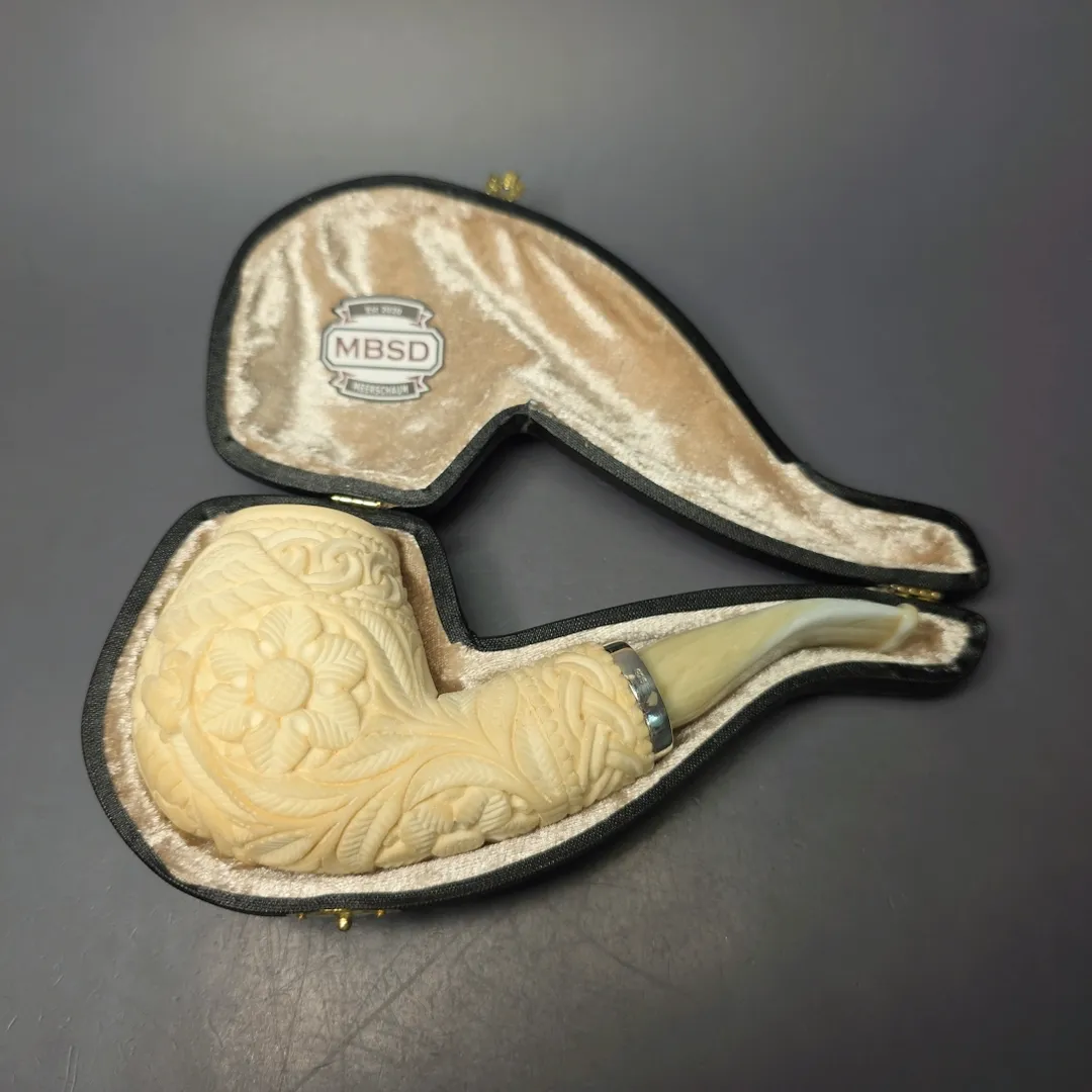 MBSD Meerschaum Silver Eagle Carved Brandy Reverse Calabash Block Meerschaum Pipe, New - Image 2