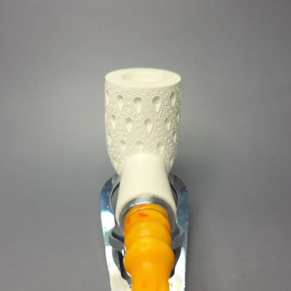 MBSD Meerschaum Silver Lattice Billiard Reverse Calabash Block Meerschaum Pipe, New - Image 7