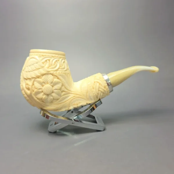 MBSD Meerschaum Silver Eagle Carved Brandy Reverse Calabash Block Meerschaum Pipe, New - Image 3