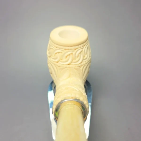 MBSD Meerschaum Silver Eagle Carved Brandy Reverse Calabash Block Meerschaum Pipe, New - Image 7