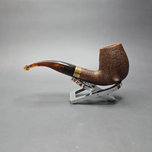 Chacom Churchill 851 Sandblasted Brandy w/ Brass Estate Briar Pipe, Unsmoked - Image 4